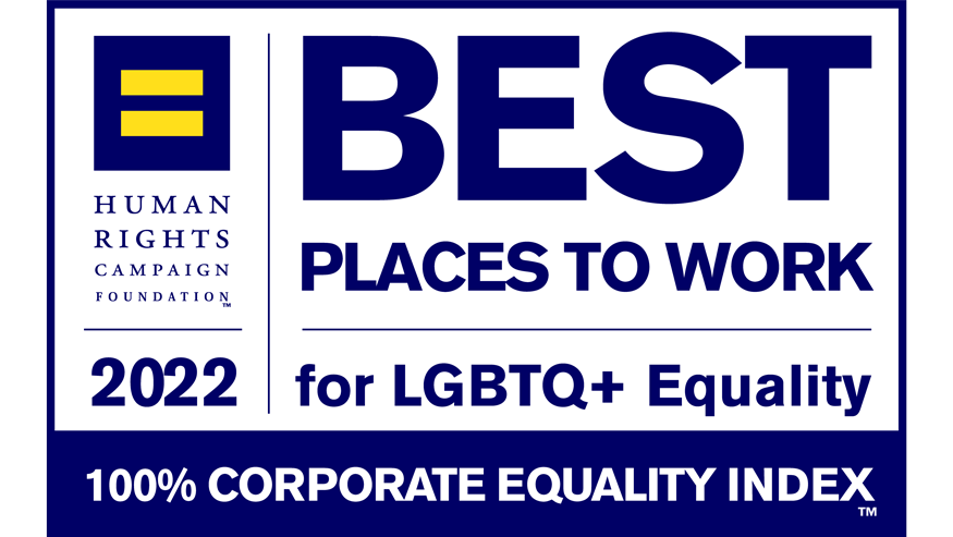 Human Rights Campaign Foundation 2022 award logo for Best Places to Work for LGBTQ+ Equality