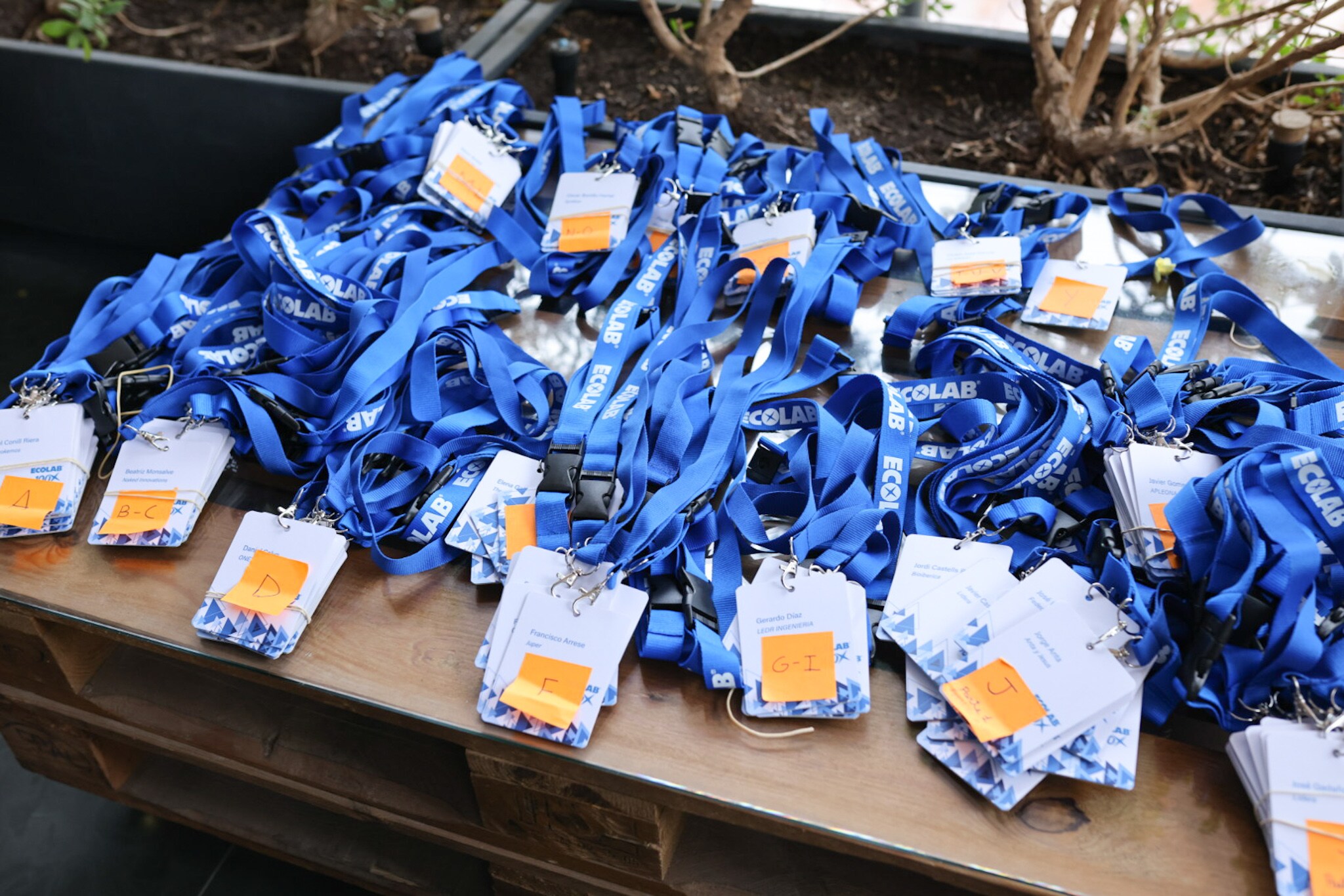 name cards on a table