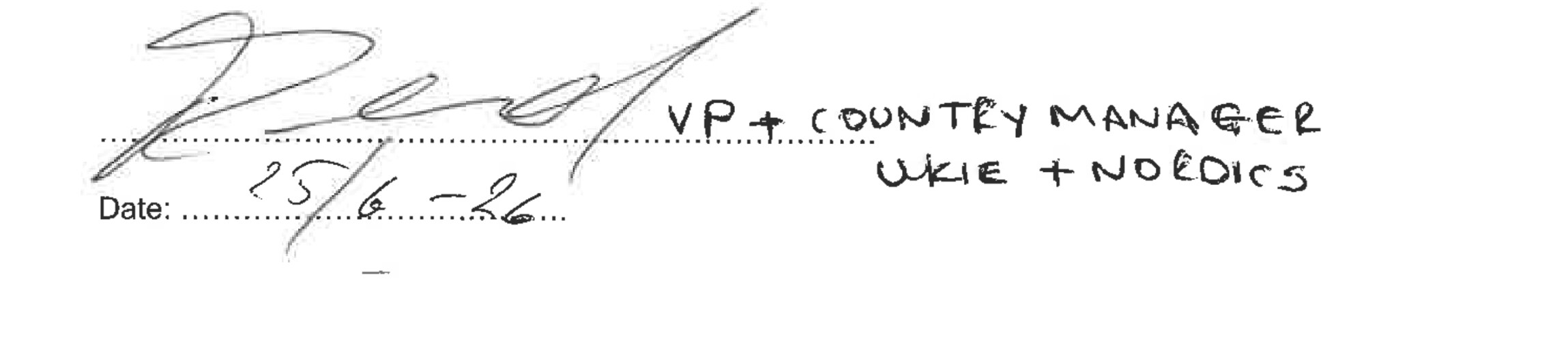 Signature of supplier