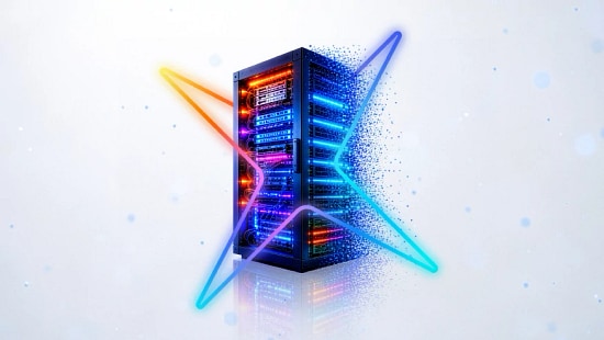 Stylized image of a data center rack